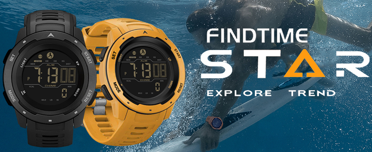 findtime mens watch digital pedometer step counter watches military tactical waterproof wrist watch