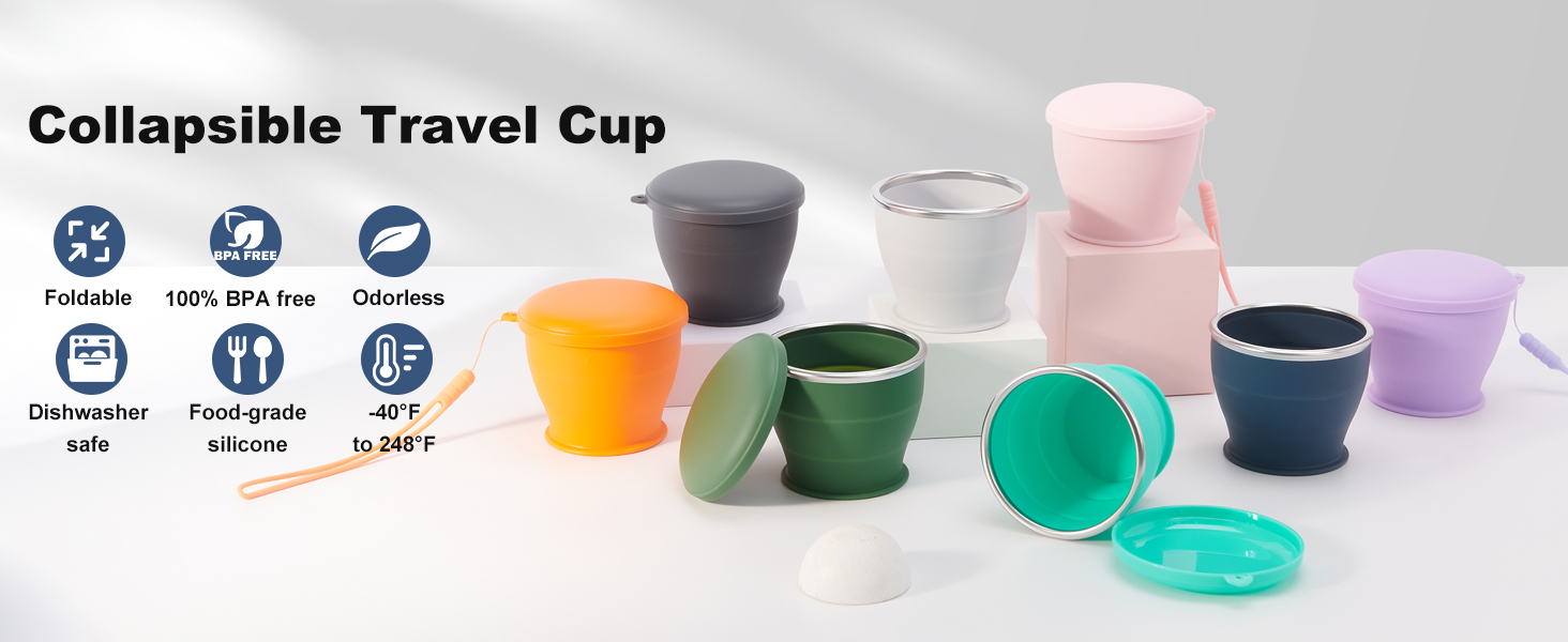 collapsible camp cup with various colors