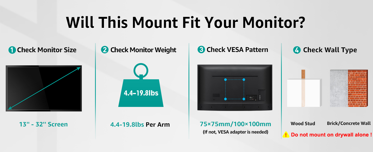 monitor wall mount for 2 monitors