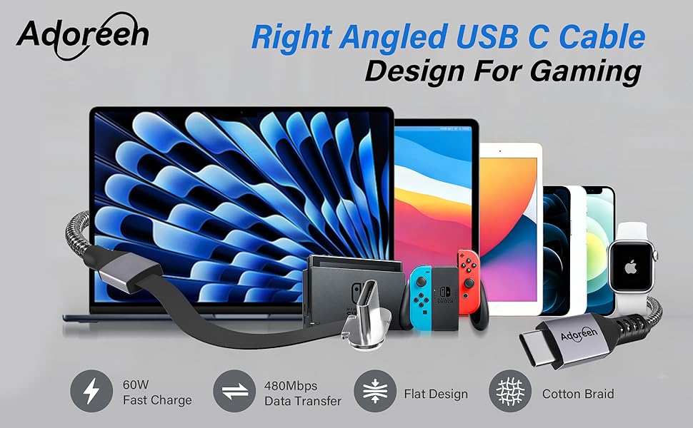 Right Angled USB C Cable