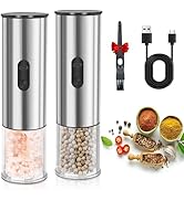 Enutogo Electric Salt and Pepper Grinder Set, Rechargeable Salt and Pepper Shakers Refillable, Au...