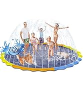 Instraella Splash Pad for Kids and Dogs, 124in Non-Slip Sprinkler Mat 0.5mm Thickened Durable and...