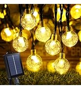 Joomer Solar Powered String Lights,39FT 60 LED Outdoor Solar String Lights Crystal Ball Lights 8 ...