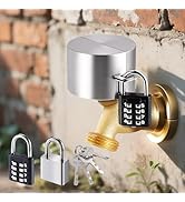 Water Spigot Lock, Outdoor Faucet Lock with Dual Anti-Theft, Stainless Steel Cover &amp; Padlock Kits...