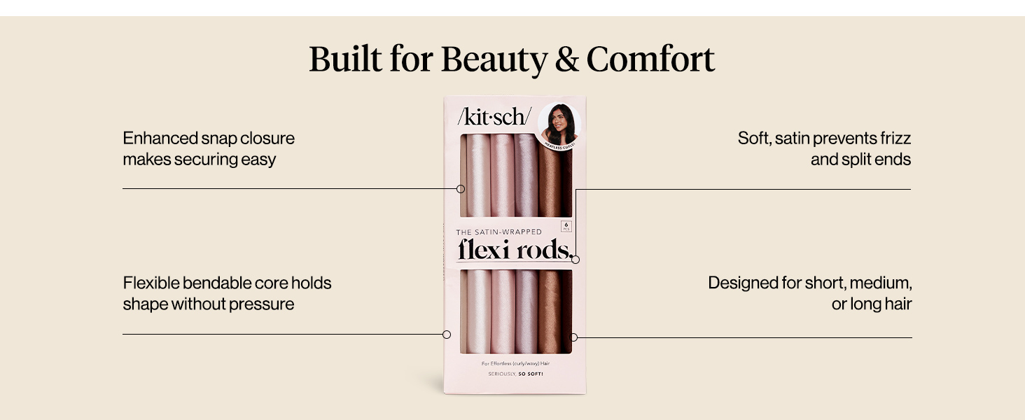 Kitsch Satin Heatless Hair Curlers – No Heat Hair Curlers to Sleep In for Overnight Curls