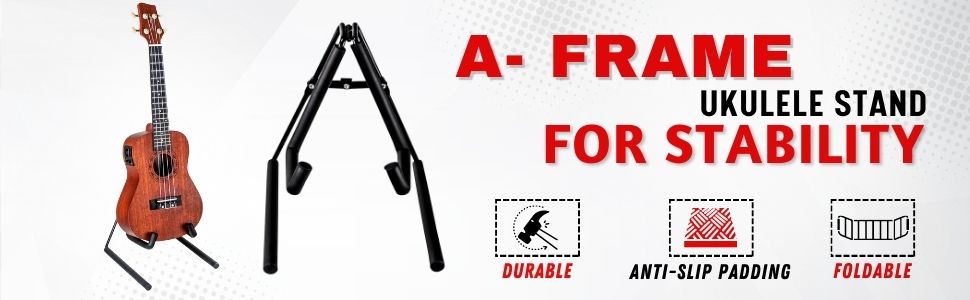 Ukulele Stand, A Frame Foldable Ukulele Holder, Floor Stand for Uku, Violin, Mandolin