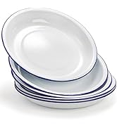 Dicunoy Pack of 5 Enamel Plates, 9.5" Unbreakable Enamelware Dinner Serving Platter Trays, Retro ...