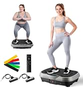 ALSO GO Vibration Plate Exercise Machine, 10 Preset Modes &amp; 200-Level Vibration Platform for Weig...