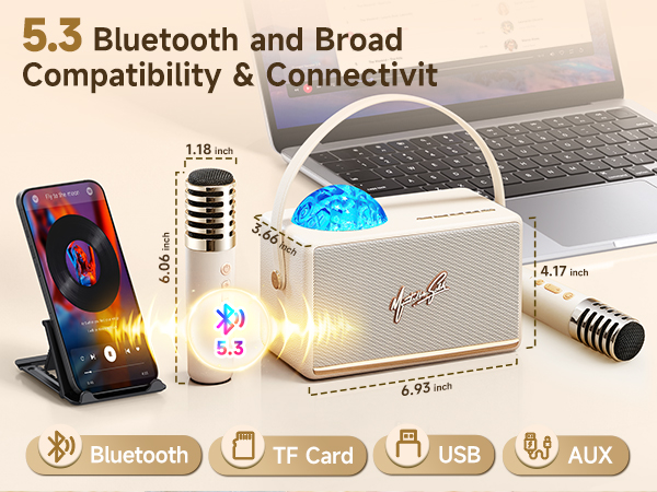 Karaoke Machine for Kids Adults Teen with Northern Lights