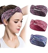 HDZIYU Twist Knot Headbands for Women Men (3 Pack), Women Yoga Sport Headbands, Sweat Workout Hea...