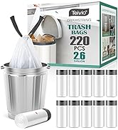 2.6 Gallon 220 Counts Strong Drawstring Trash Bags Garbage Bags by Teivio, Bathroom Trash Can Bin...