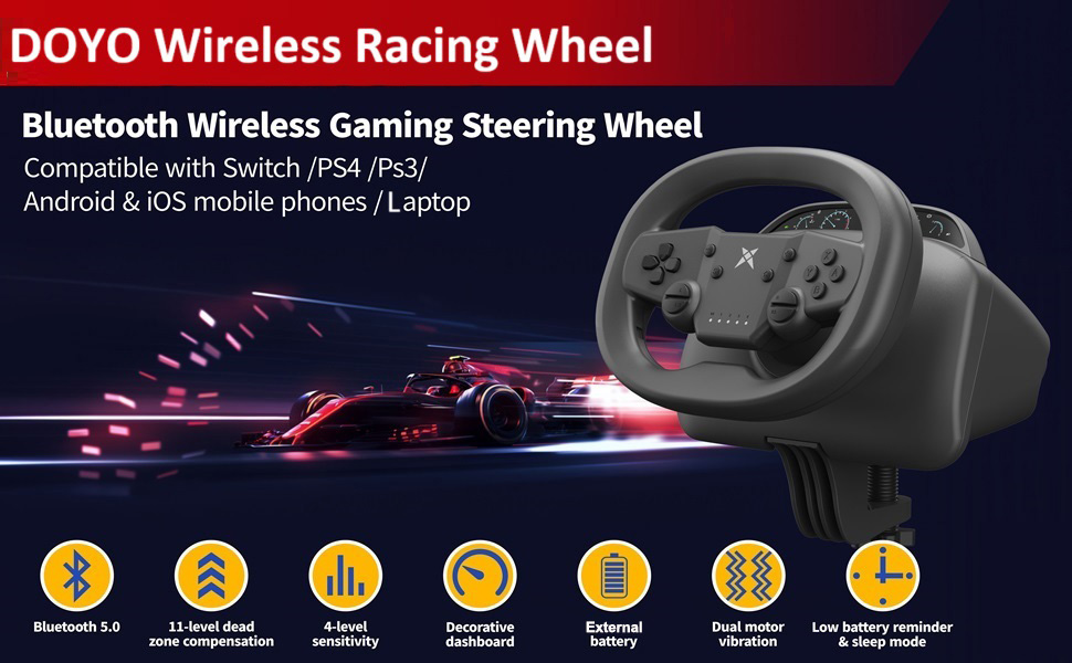 DOYO wireless racing wheel with pedals
