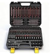 112-Piece Torx and Allen Bit Socket Set, 1/4", 3/8",1/2" Drive Bit Socket Set with Ratchet Wrench...