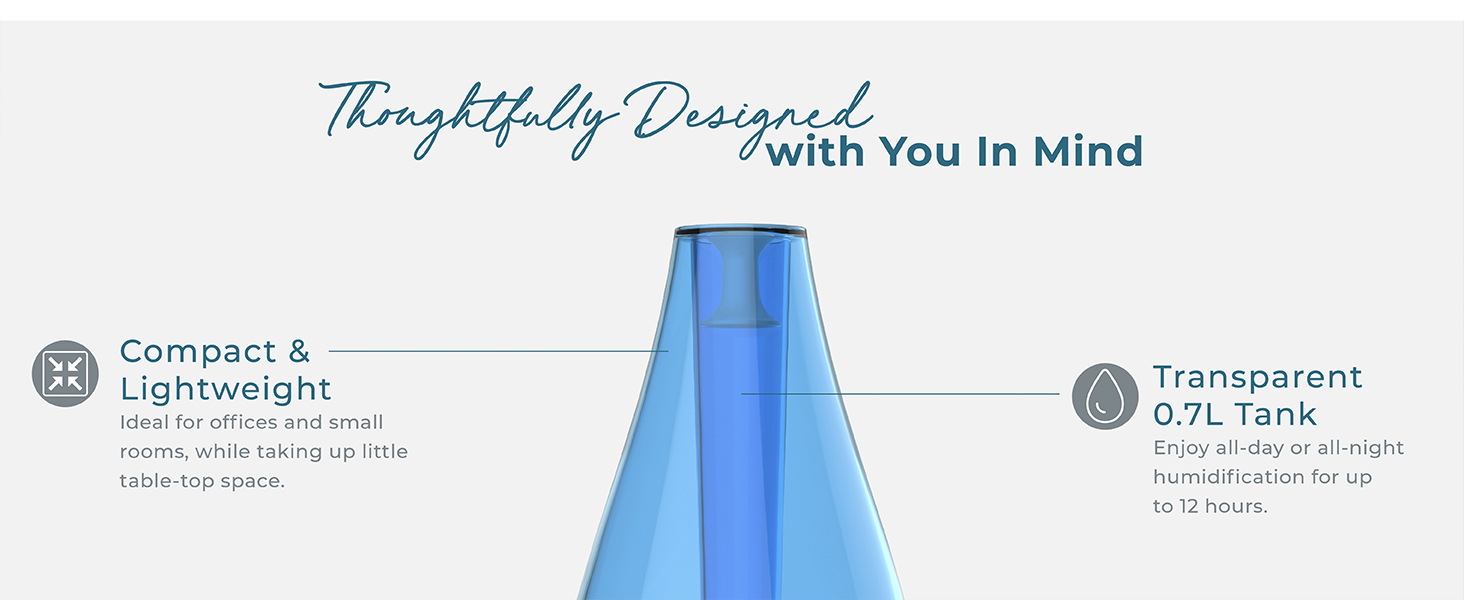 thoughtfully designed transparent tank night light whisper quiet auto shut off compact lightweight