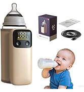 Portable Bottle Warmer, Travel-Friendly, Leak-Proof, Precise Temp-Control &amp; LCD Display, Long Bat...