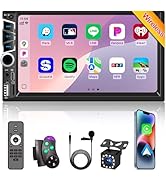 Wireless Apple Carplay 7 inch Double Din Car Stereo,IPS Touchscreen,Car Bluetooth 5.2,Car FM Radi...