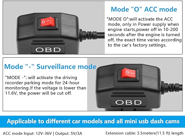 Hardwire Charger Cable obd2 power adapter