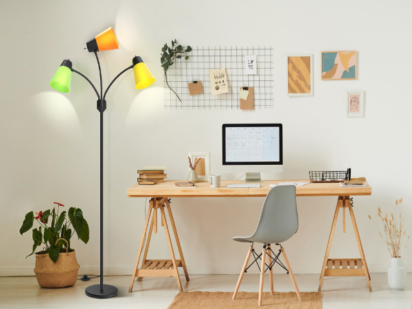 3 head floor lamp for study room