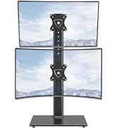 MOUNTUP Vertical Dual Monitor Stand, Stack Two Screens up to 32 inches,33 Lbs, Free-Standing Moni...