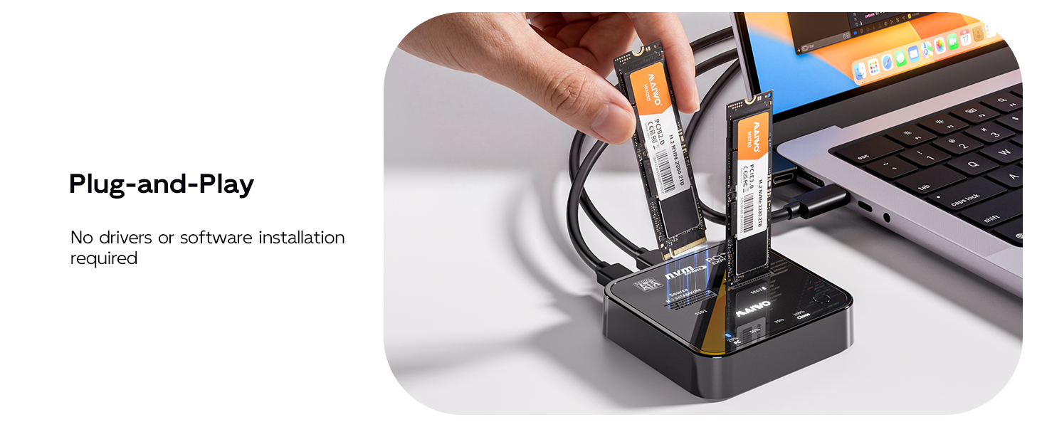 Dual M.2 NVMe SATA SSD Cloner 20Gbps USB 3.2 Gen 2x2 External SSD Offline Duplicator