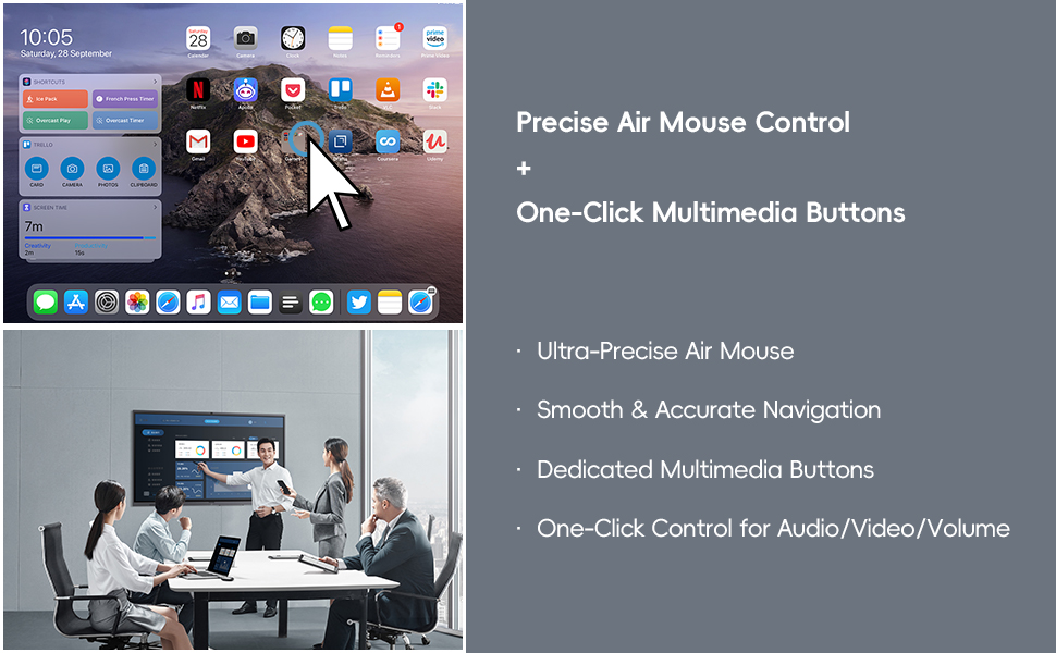 air mouse control and multimedia buttons