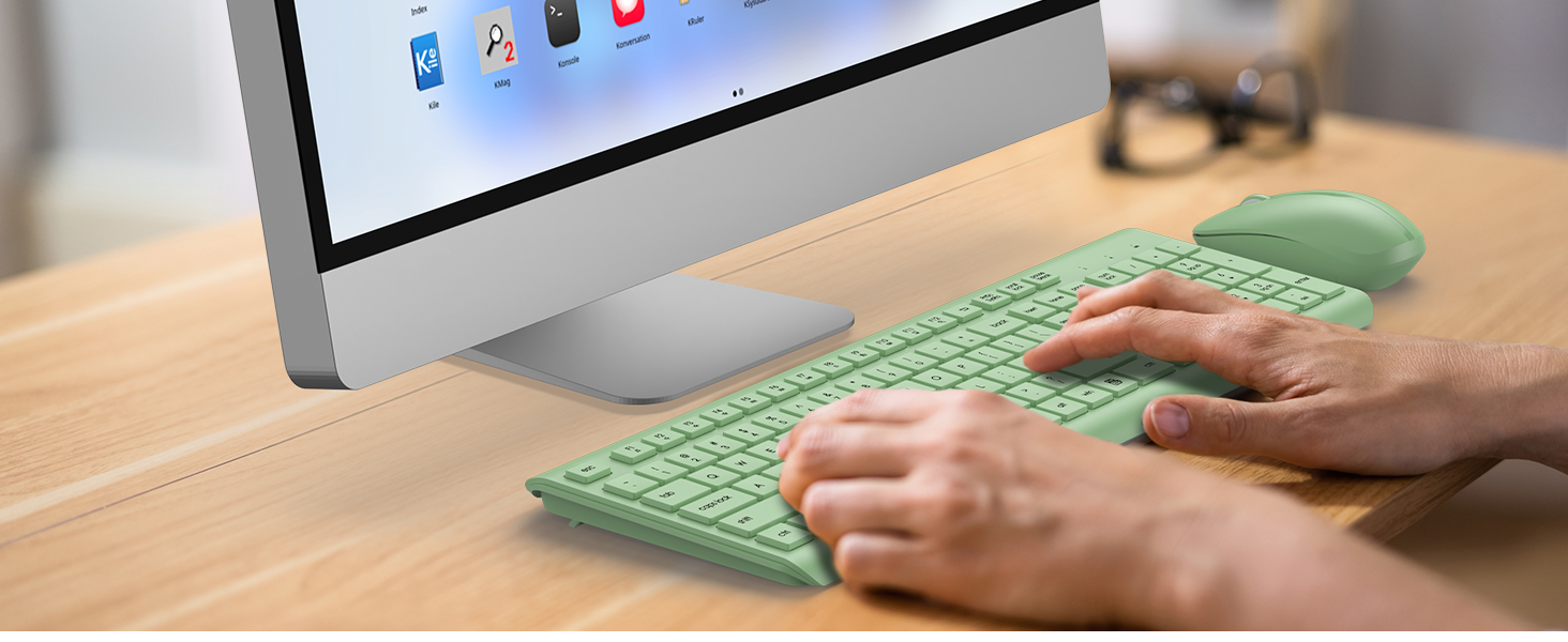 Wireless Keyboard and Mouse Combo, Full Size Silent Ergonomic Keyboard Mouse