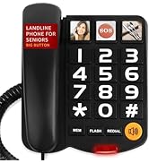 Uvital Big Button Phones for Seniors, Black Corded Landline Phone with 3 One-Touch Dialing Big Bu...