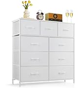 9-Drawer Dresser for Bedroom, Anti-Tip Tall Storage Organizer Chest of Drawers with Wooden Top an...