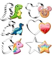 MINO ANT Stainless Steel Cookie Cutters, Mickey Unicorn Dinosaur Heart Star | Biscuit Cutter Mold...