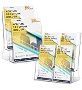 FLKQC 2 Pack Acrylic Brochure Holder 8.5 x 11 in, 2 Tier Brochure Display Stand with Removable Di...