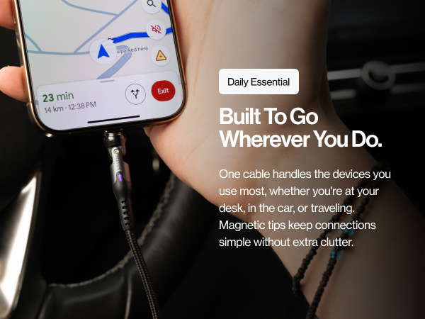 magnetic rotating tip charging cable