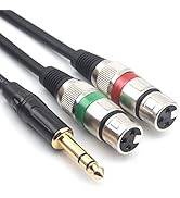 SiYear 6.35mm (1/4inch) TRS Male Plug to Dual XLR Female Microphone Stereo Unbalanced Audio Conve...