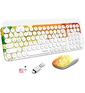Mobifice 2.4G Wireless Keyboard and Mouse Combo Slim Cute Cordless Compact Sized Silent Retro Key...