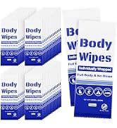 50Pcs Disposable Body Wipes, 7.8 x 9.8 inch Individually Wrapped Bath Wipes for Women Men in Bulk...
