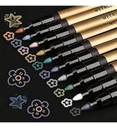 Mkobon 10 Color Metallic Markers, Glitter Metallic Acrylic Paint Pens, Permanent Sparkle Markers ...