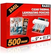 RAZCC Laminating Sheets, 500 Pack Clear Thermal Laminating Plastic Paper Laminator Sheets, 9 x 11...