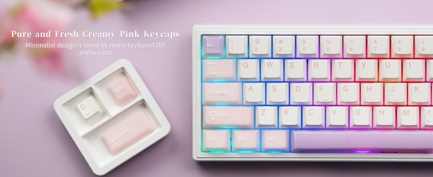 Mechanica Keyboard Keycaps Pink, Jelly PBT Keycaps, Translucent Jade Keyboard Key caps