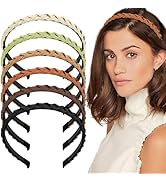 Aswewamt 6 Pcs Braided Headbands for Women, Thin Weaving Vintage Hair Hoops Solid Colors Hairband...