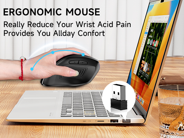 wireless ergonomic mouse 2.4G optical cordless mice vertical wireless mouse black