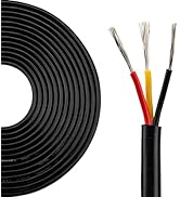 URCIANOW 22/3 Electrical Wire 25FT 22 Gauge 3 Core Cable Wire UL2464 3 Conductor Wire Electrical ...
