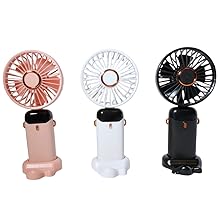 Three different colored fans. white, black, and pink