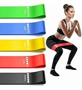 5-Pack Workout Resistance Bands: Elastic for Strength, Stretching, Pilates &amp; Yoga. Home Gym Equip...