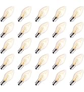 25 Pack C7 Christmas Replacement Light Bulbs, C7 Clear Incandescent Bulb for Christmas String Lig...