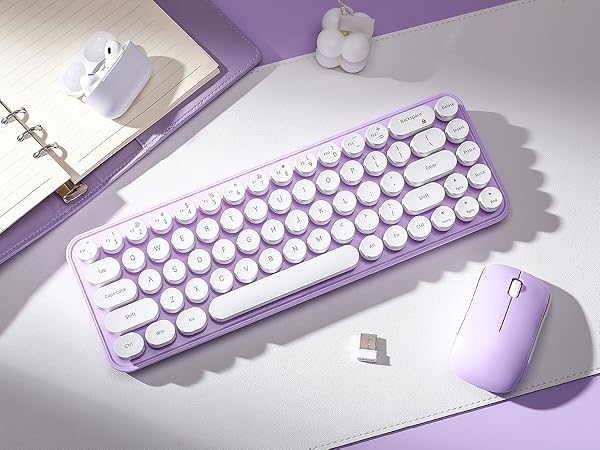 i68 Wireless Typewriter Keyboard and Mouse Combo