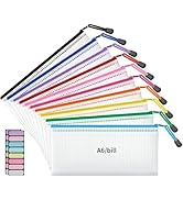 JARLINK 10 Pack A6 (9.3 × 4.0 in) Mesh Zipper Pouch Bags, Waterproof Pencil Pouch for School Supp...