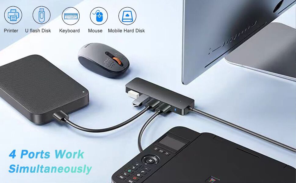  4-Port USB Hub usb extender for laptop pc