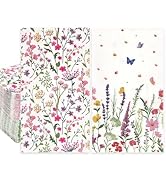 100Pcs Wildflower Paper Napkins, 2-Ply Decorative Floral Butterfly Guest Dinner Napkins Disposabl...