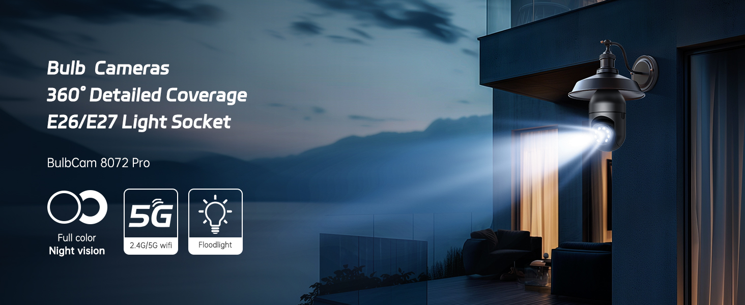 Light bulb Security Camera Black