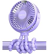 SWEETFULL Portable Stroller Fan, LED Display 6000mAh Battery Operated Mini Clip Fan, 4 Speed Rech...