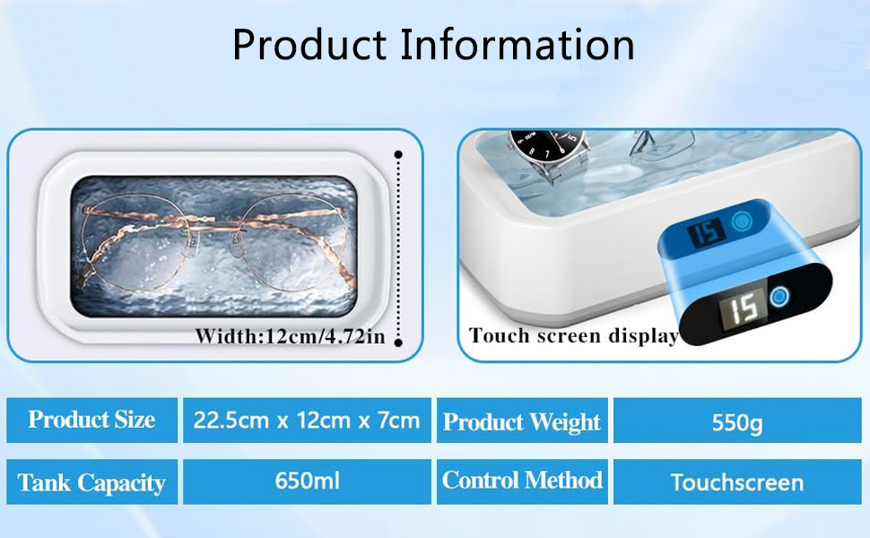 Ultrasonic Jewelry Cleaner, 48KHz Ultrasonic Cleaner Machine for Jewelry